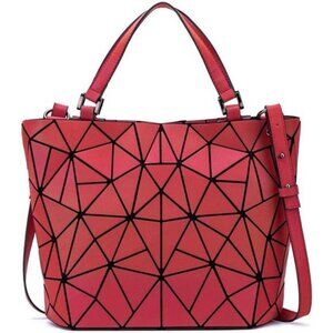 Women Handbags Geometric Luminous Bag PU Leather Shard Lattice Holographic Purse